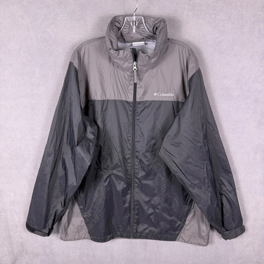 COLUMBIA Men's Jacket Long Sleeve Hooded Black Gray Color Lightweight.Size L